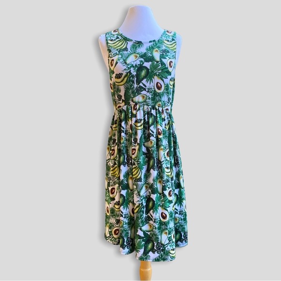 Bouncy Avocado Stretchy Spandex Dress MEDIUM Drop Waist Sleeveless Maternity - Picture 7 of 8